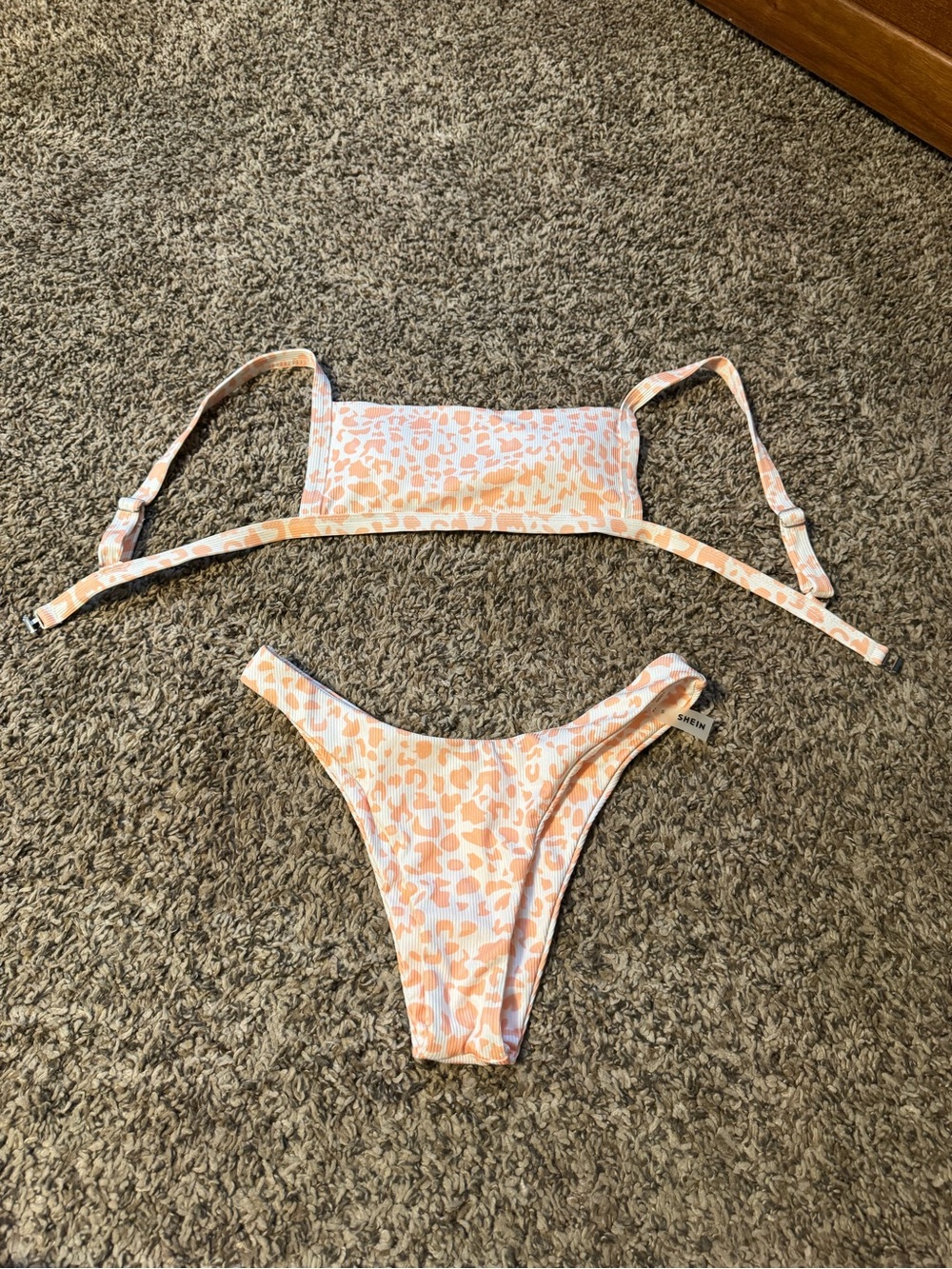 SHEIN Peach Leopard Print Two-Piece Bikini - Picture 1 of 2